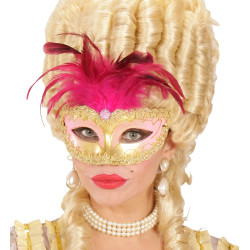 Zlatá maska kráľovná s perami